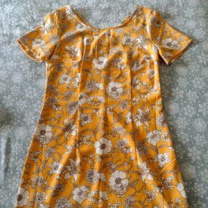 Floral yellow mini dress, vintage,  summer